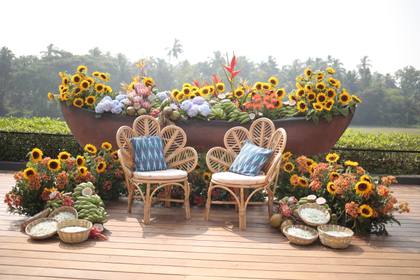 Backdrop and Lounge — Haldi decor — Alila Diwa Goa